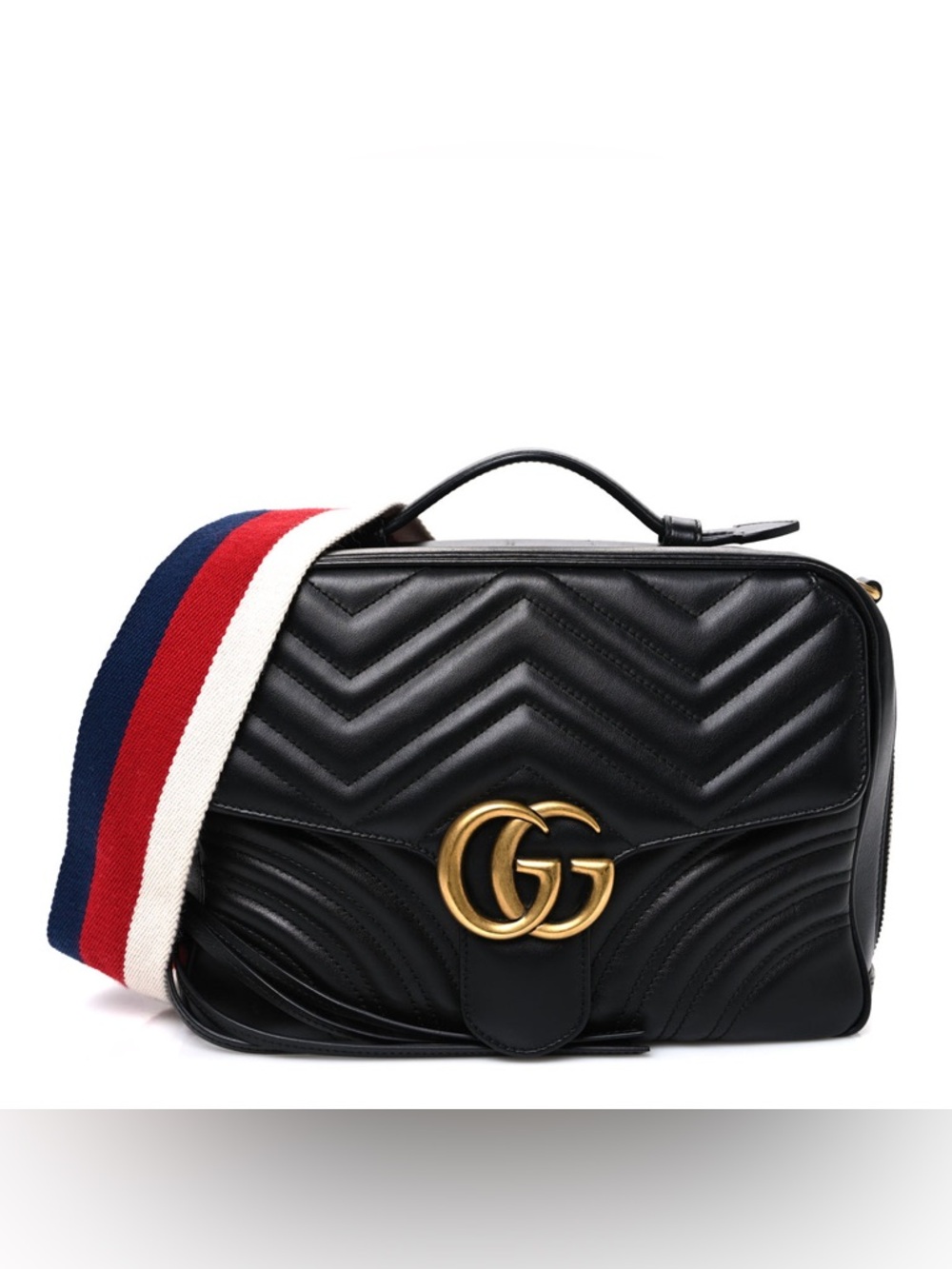 Gucci Small GG Marmont Top Handle Shoulder Bag Black
